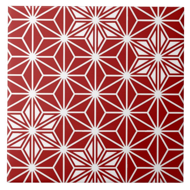 Carreau Asanoha japonais ou Motif étoile, rouge profond (Devant)