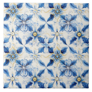 Carreau Assez bleu et jaune floral Méditerranéen orné