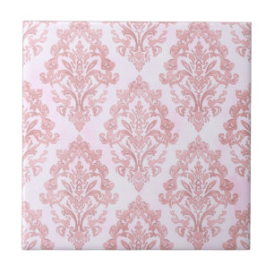 Carreau Assez en rose motif damassé victorien à l'aquarell