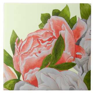Carreau Assorted Peonies on a Ceramic Tile (B)