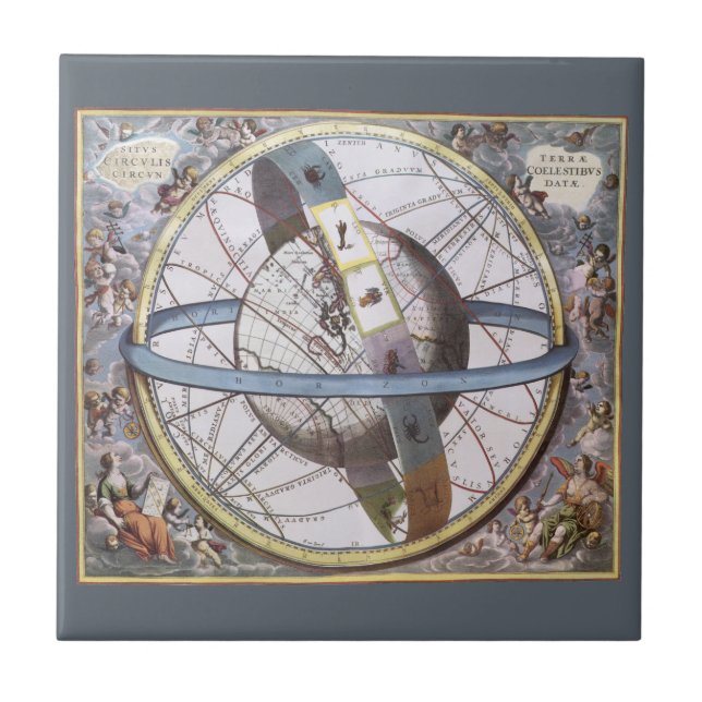 Carreau Astronomie Ancienne, Céleste par Andreas Cellarius (Devant)