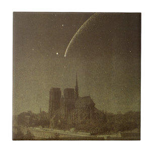 Carreau Astronomie Vintage, Comète Donati au-dessus de Par