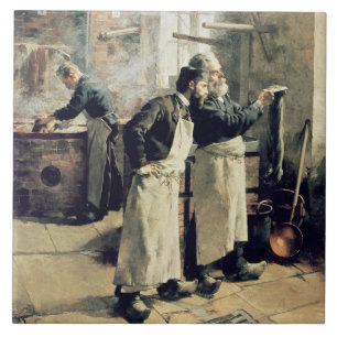 Carreau Atelier de teinture dans les gobelins, 19ème