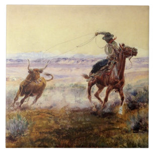Carreau « Au bord de l'étang » par Charles M. Russell