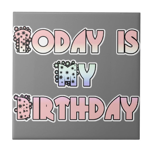 Carreau Aujourd'hui est mon anniversaire Baby Pink Art Pri (Devant)