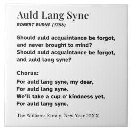 Carreau Auld Lang Syne New Year Party Words Personalized
