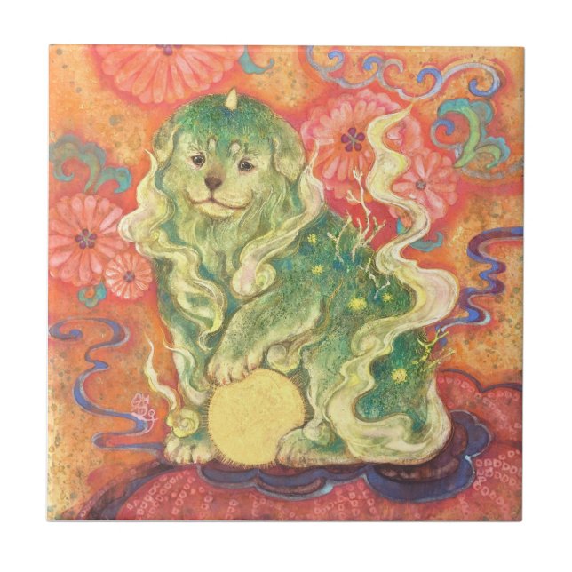 Carreau Auspicious Komainu: Guardian of Yuzen Dreams (Un  (Devant)