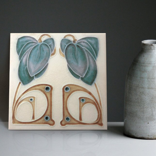 Carreau Authentique Art Nouveau John Barratt Majolica Flor (Créateur téléchargé)