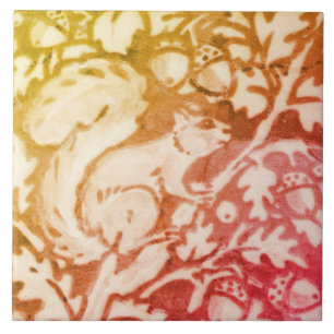 Carreau Automne Écureuil Acorn Gold Copper Bois