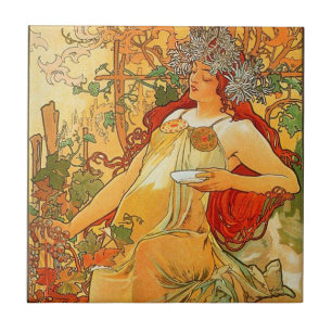 Carreau Automne vintage par Alphonse Mucha