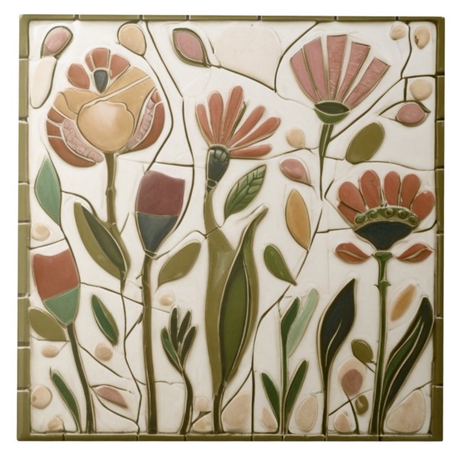 Carreau Automne Whimsical Automne Floral Fleurs (Devant)