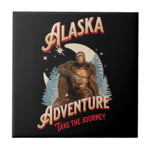 Carreau Aventure Bigfoot en Alaska Art Rétro de la Nature 
