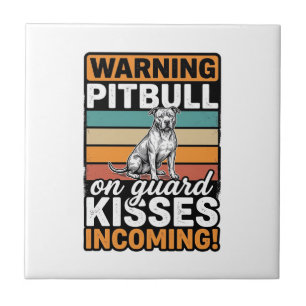 Carreau Avertissement Pitbull Bisous à venir Design de chi