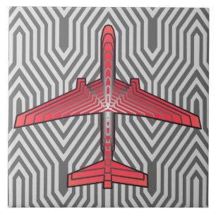 Carreau Avion Art déco, Coral Orange et Silver Grey