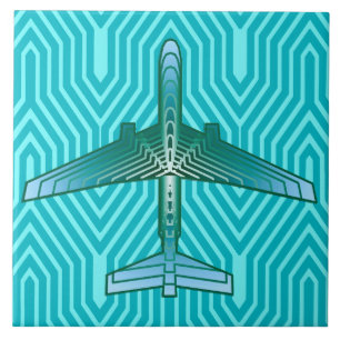 Carreau Avion, turquoise, Teal et Aqua d'art déco