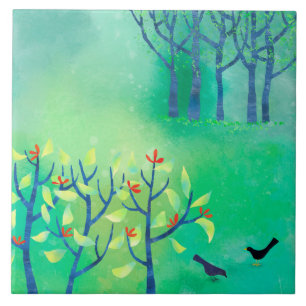 Carreau Avril Moderne Paysage Vert Peinture Nature
