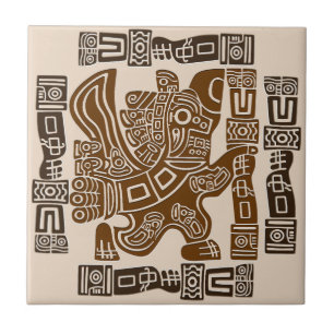 Carreau Aztec Eagle Guerrier Tribal Art antique