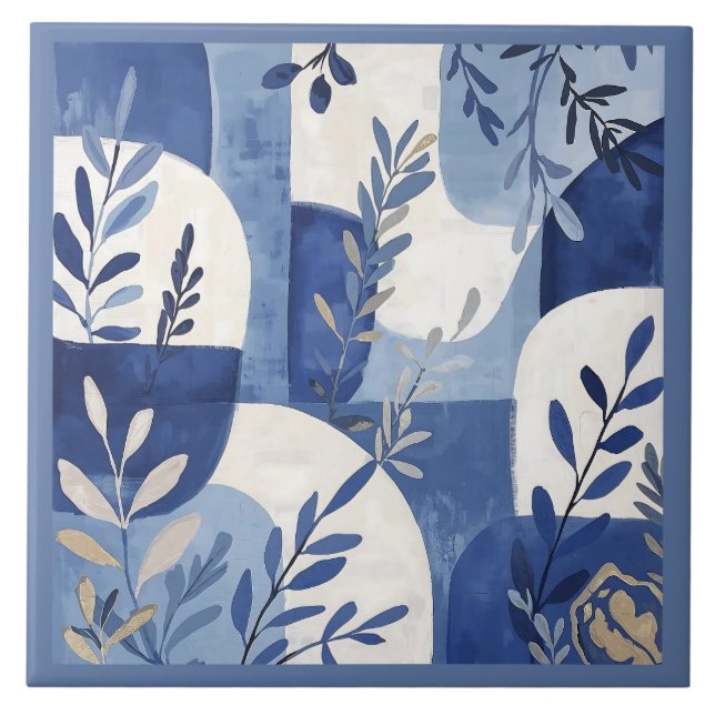 Carreau Azulejo Bleu Bleu Méditerranéen (Devant)