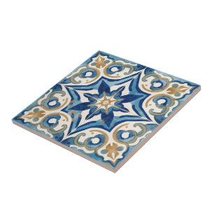 Carreau Azulejo bleu et beige mosaïque vintage en vrac