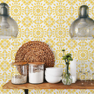 Carreau Azulejo Portugais Méditerranéen Jaune Blanc 4