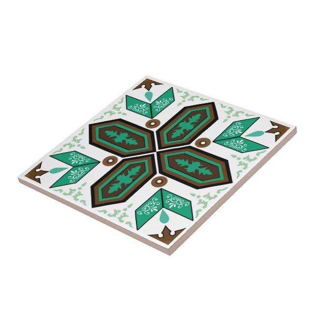 Carreau Azulejo vert et blanc (Côté)