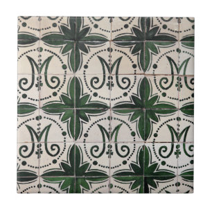 Carreau azulejo vert vintage