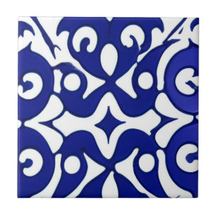 Carreau Azulejos indigo art géométrique
