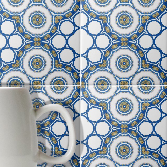 Carreau Azulejos marocain géométrique bleu et blanc (Créateur téléchargé)