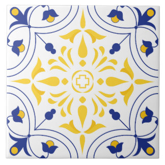 Carreau Azure Bloom Cross ton jaune