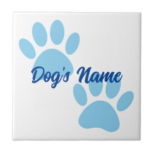 Carreau Baby Blue Chiot Empreintes de pattes Nom personnal