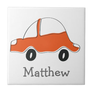 Carreau Baby shower de voiture gribouillé orange personnal
