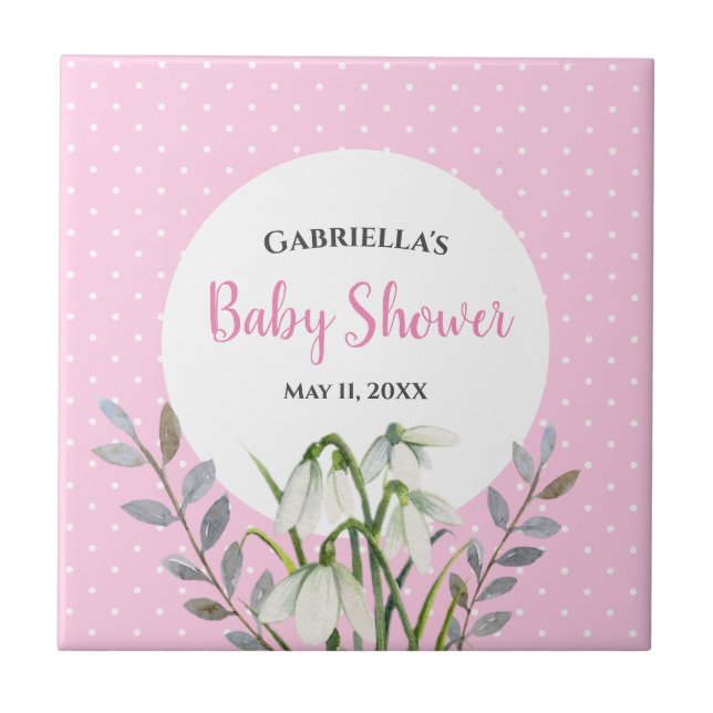 Carreau Baby Shower Gouttes de Neige Blanches Petits Point (Devant)