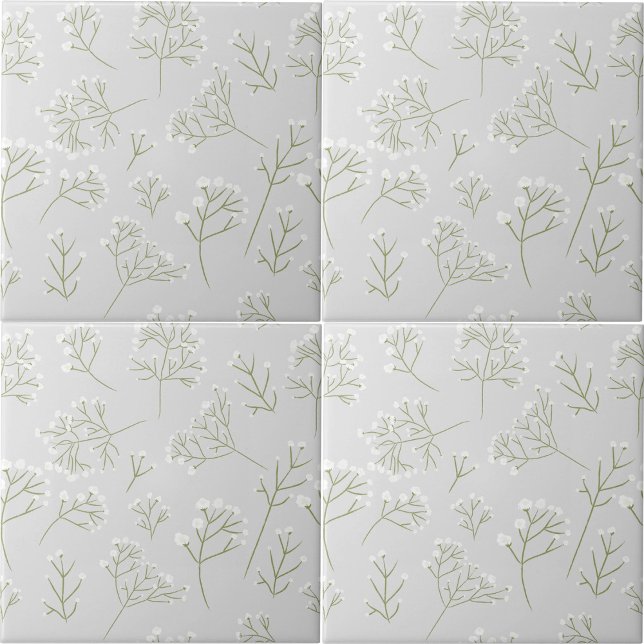 Carreau Baby's Breath White Floral Gypsophila (Baby's Breath White Floral Watercolor Gypsophila Ceramic Tile)