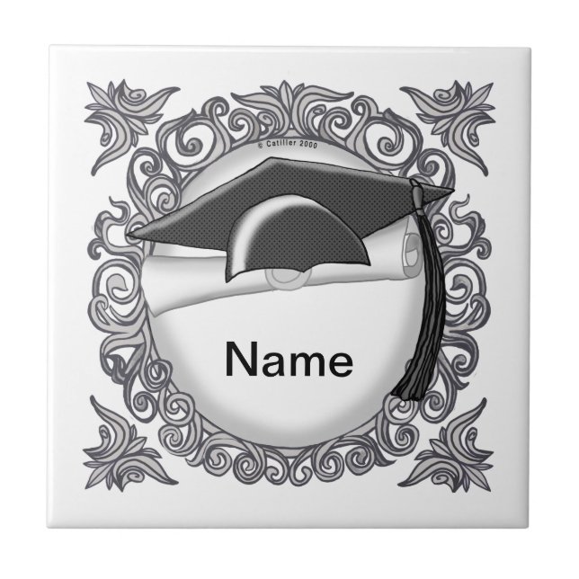 Carreau Bac de graduation noir tuile personnalisée (Devant)