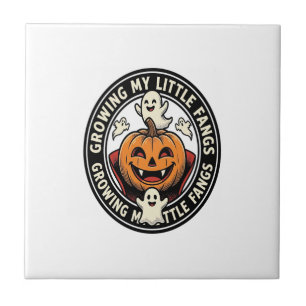 Carreau Badge de citrouille de vampire faisant pousser mes