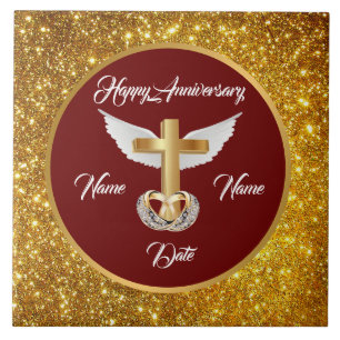 Carreau Bagues de mariage personnaliser croix d'or anniver