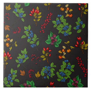 Carreau Baies d'automne sur chocolat brun