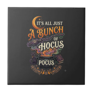 Carreau Balai de sorcière Hocus Pocus Chat noir Chaudron m