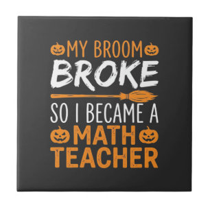 Carreau Balai d'Halloween de professeur de maths drôle