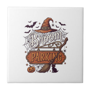 Carreau Balai Parking Halloween Sorcière Chapeau Manche No