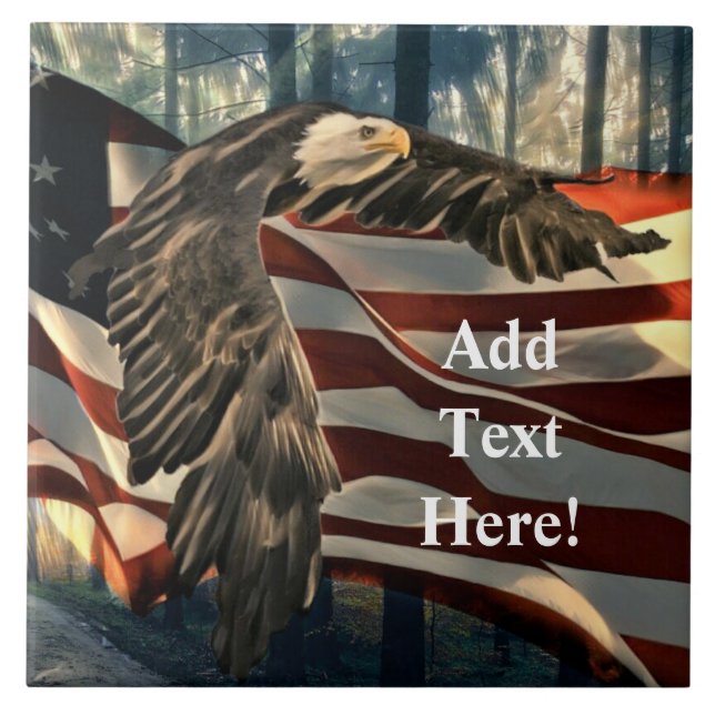 Carreau Bald Eagle American Flag Country Road Carrelage en (Devant)