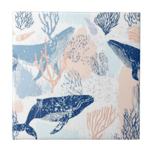 Carreau Baleine côtière Vie marine Corail Bleu Pêche (2)