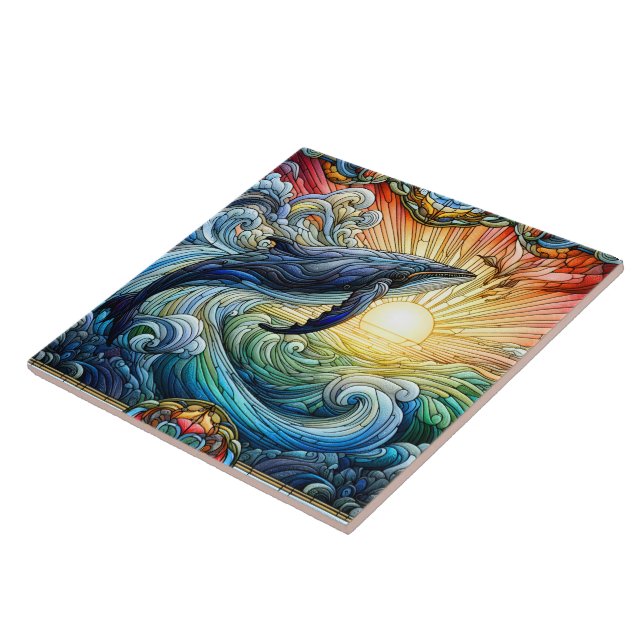 Carreau Baleine majestueuse en verre tendu (Côté)