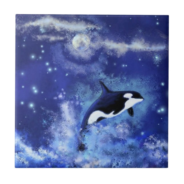 Carreau Baleine tueuse sur Pleine lune bleue Carrelage en  (Devant)