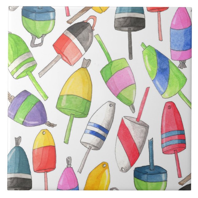 Carreau Balises peintes de homard (Devant)