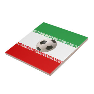 Carreau Balle de football au centre du drapeau iranien