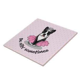 Carreau Ballerina Ballet Princess Boston Terrier (noir)