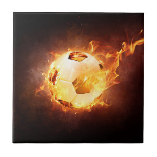 Carreau Ballon de football du football sur le feu