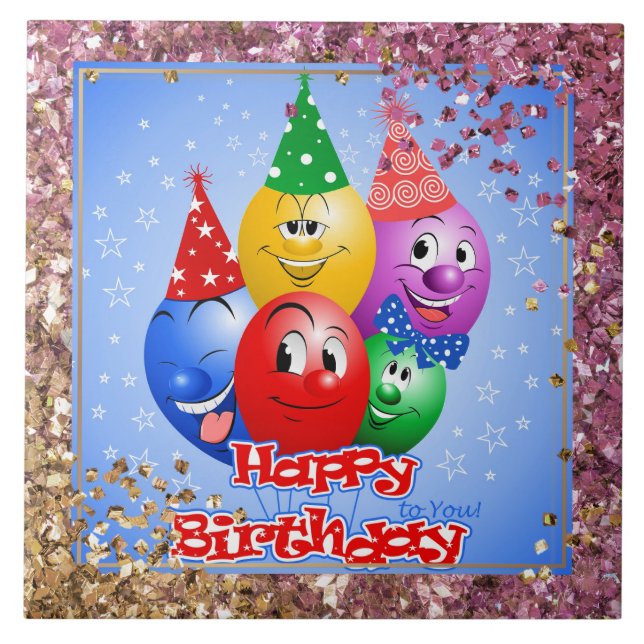 Carreau Ballons d'anniversaire joyeux (Devant)