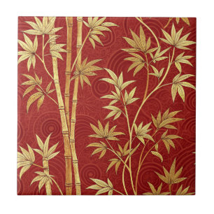Carreau Bambou cramoisi de style est-asiatique (1)